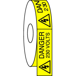 Danger 230 Volts Etiquettes 25x50 mm Bde de 50 