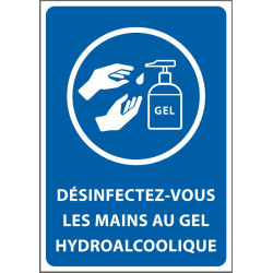Panneau "Désinfectez-vous les mains au gel hydroalcoolique"