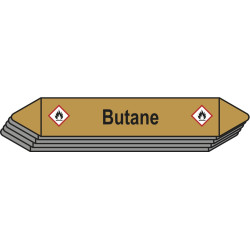 5 Etiquettes de tuyauterie Gaz "Butane"