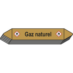 5 Etiquettes de tuyauterie Gaz "Gaz naturel"