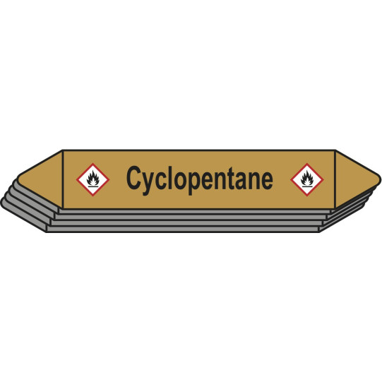 5 Etiquettes de tuyauterie Gaz "Cyclopentane"