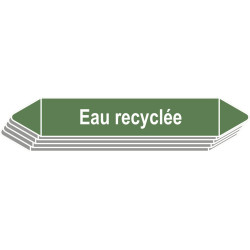 5 Etiquettes de tuyauterie Eau "Eau recyclée"