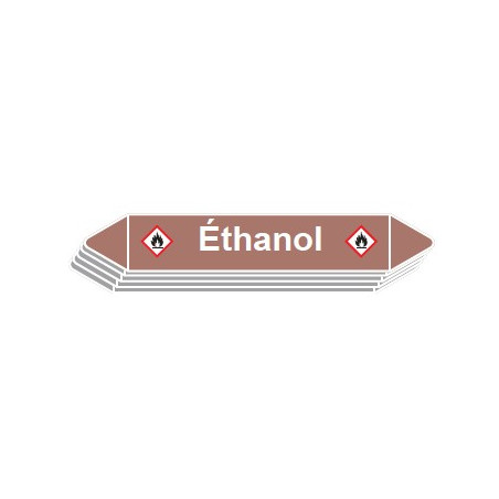 5 Etiquettes de tuyauterie Lubrifiants "Éthanol"