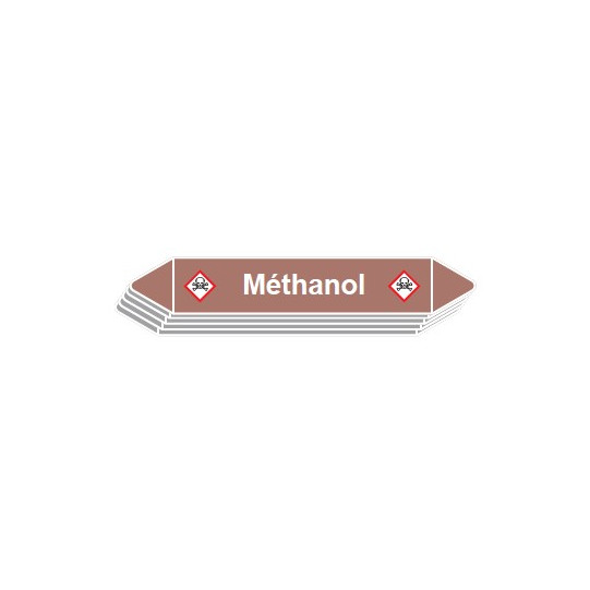 5 Etiquettes de tuyauterie Lubrifiants "Méthanol"
