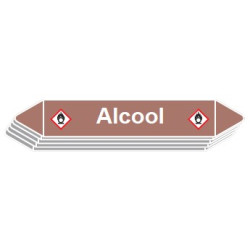 5 Etiquettes de tuyauterie Lubrifiants "Alcool"