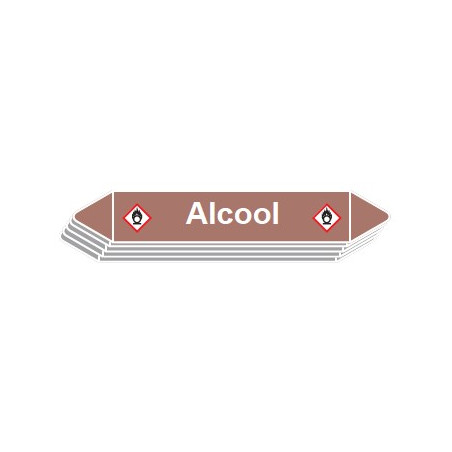 5 Etiquettes de tuyauterie Lubrifiants "Alcool"
