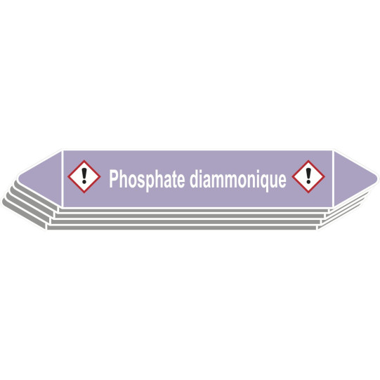 5 Etiquettes de tuyauterie Acide/Base "Phosphate diammonique"