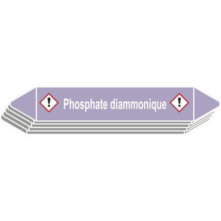 5 Etiquettes de tuyauterie Acide/Base "Phosphate diammonique"