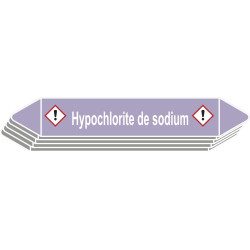 5 Etiquettes de tuyauterie Acide/Base "Hypochlorite de sodium"