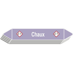 5 Etiquettes de tuyauterie Acide/Base "Chaux"
