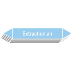 5 Étiquettes de tuyauterie Air "Extraction air"