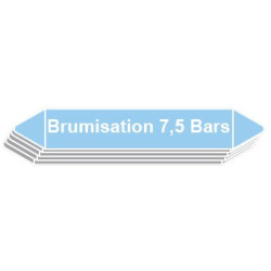5 Étiquettes de tuyauterie Air "Brumisation 7,5 Bars"