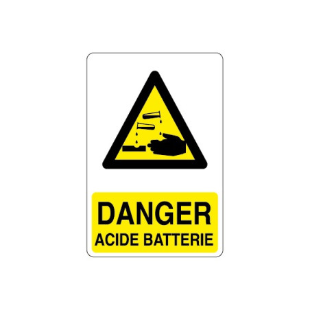 Panneau Danger Acide Batterie